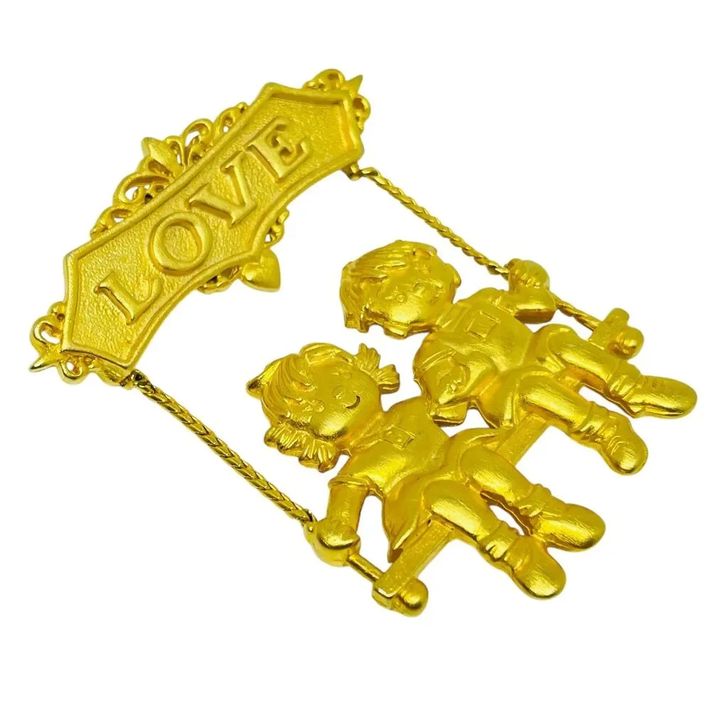 JJ signed vintage boy girl LOVE couple swinging designer brooch